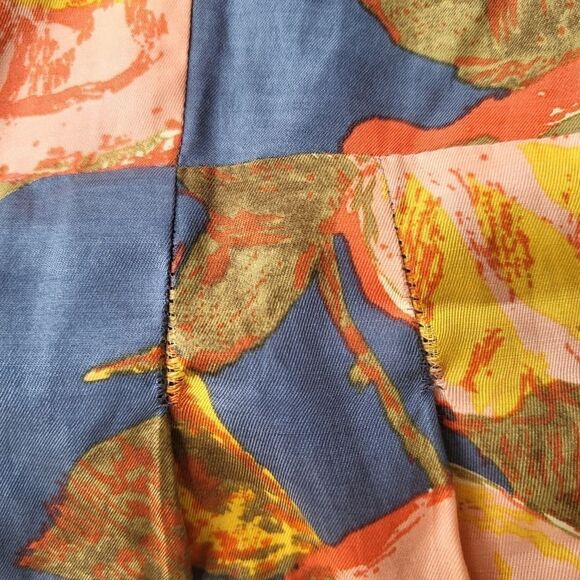 Anthro Maeve Peony Slip Dress Silk Blend Floral Strappy Open Back Blue Size 10 - Picture 12 of 13